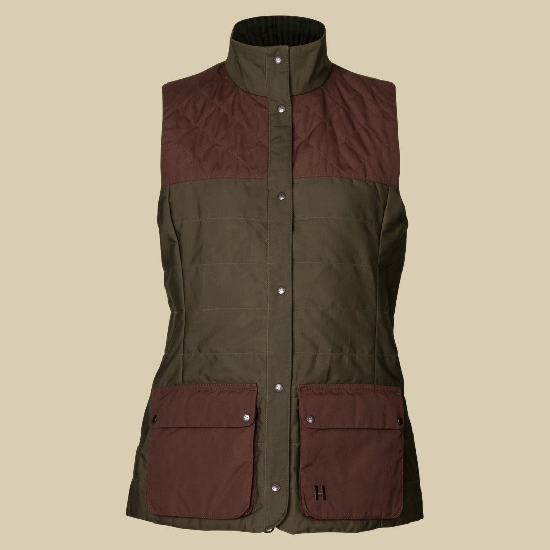 Gilet Retrieve Femme Härkila - Dark warm olive/Burgundy