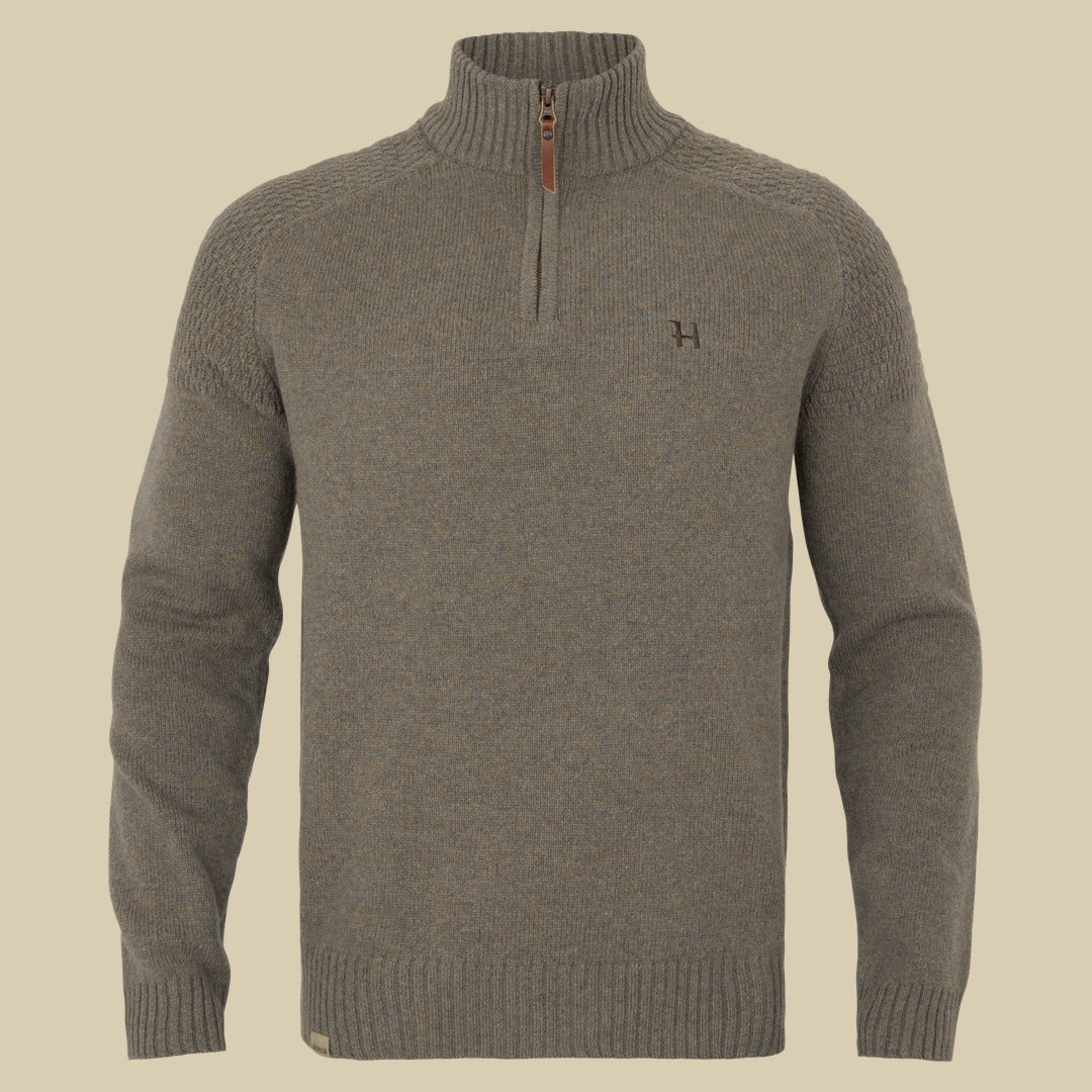 Pull demi-zip Vincent en mérinos Härkila - Dark sand