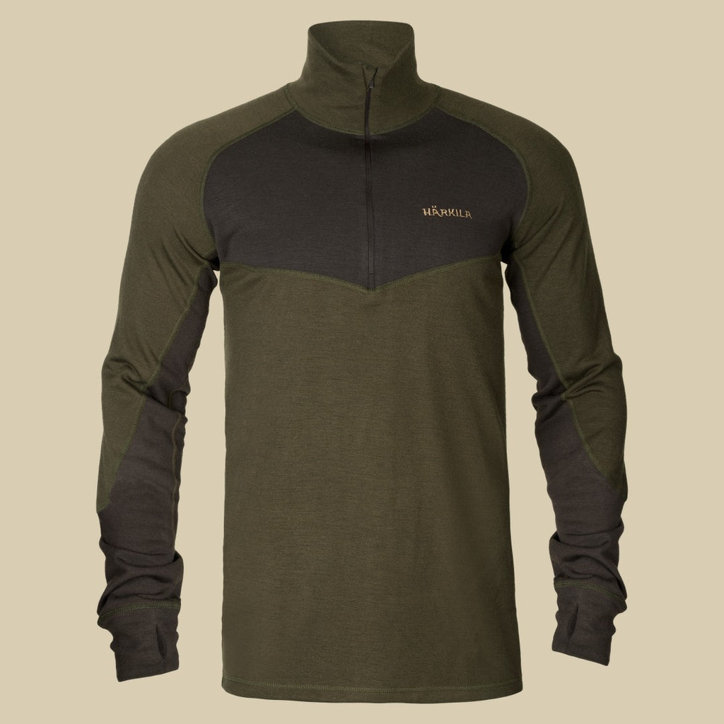 Maillot de corps zippé Base Warm Härkila - Willow green/Shadow brown