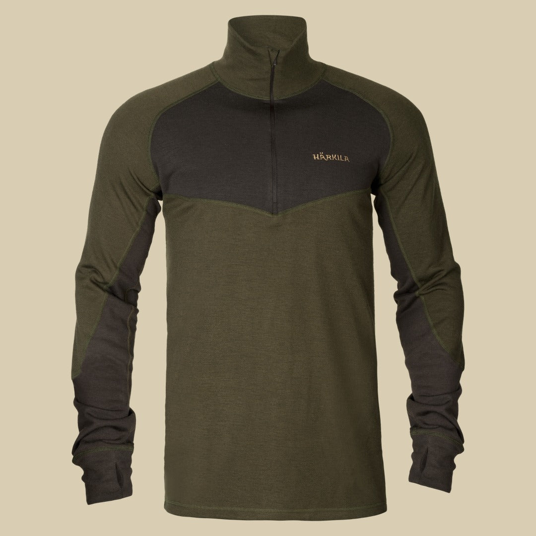 Maillot de corps zippé Base Warm Härkila - Willow green/Shadow brown