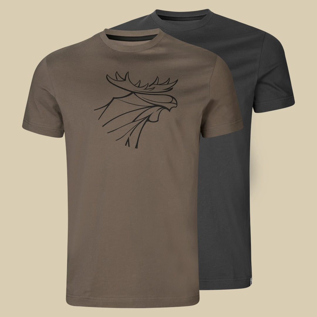 T-shirt Graphic lot de 2 Härkila - Brown granite/Phantom