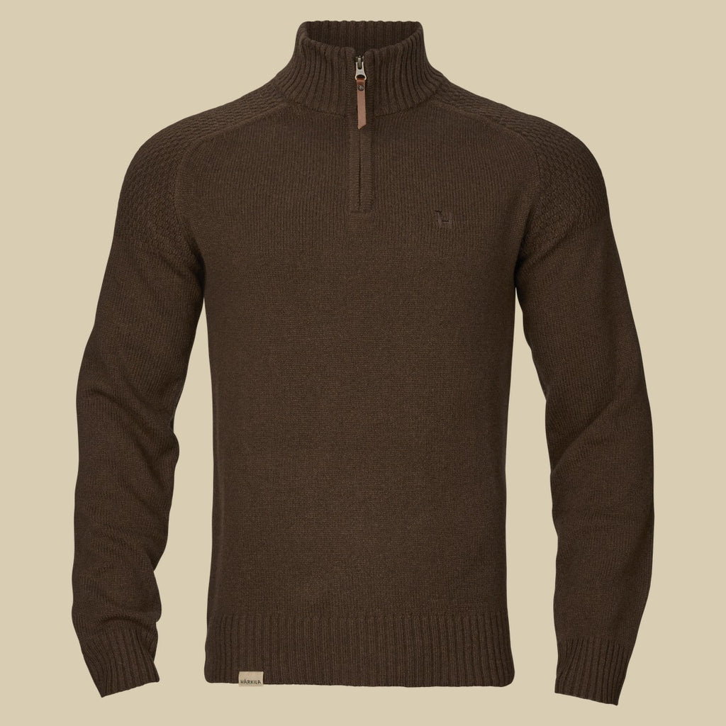 Pull demi-zip Vincent en mérinos Härkila - Demitasse brown