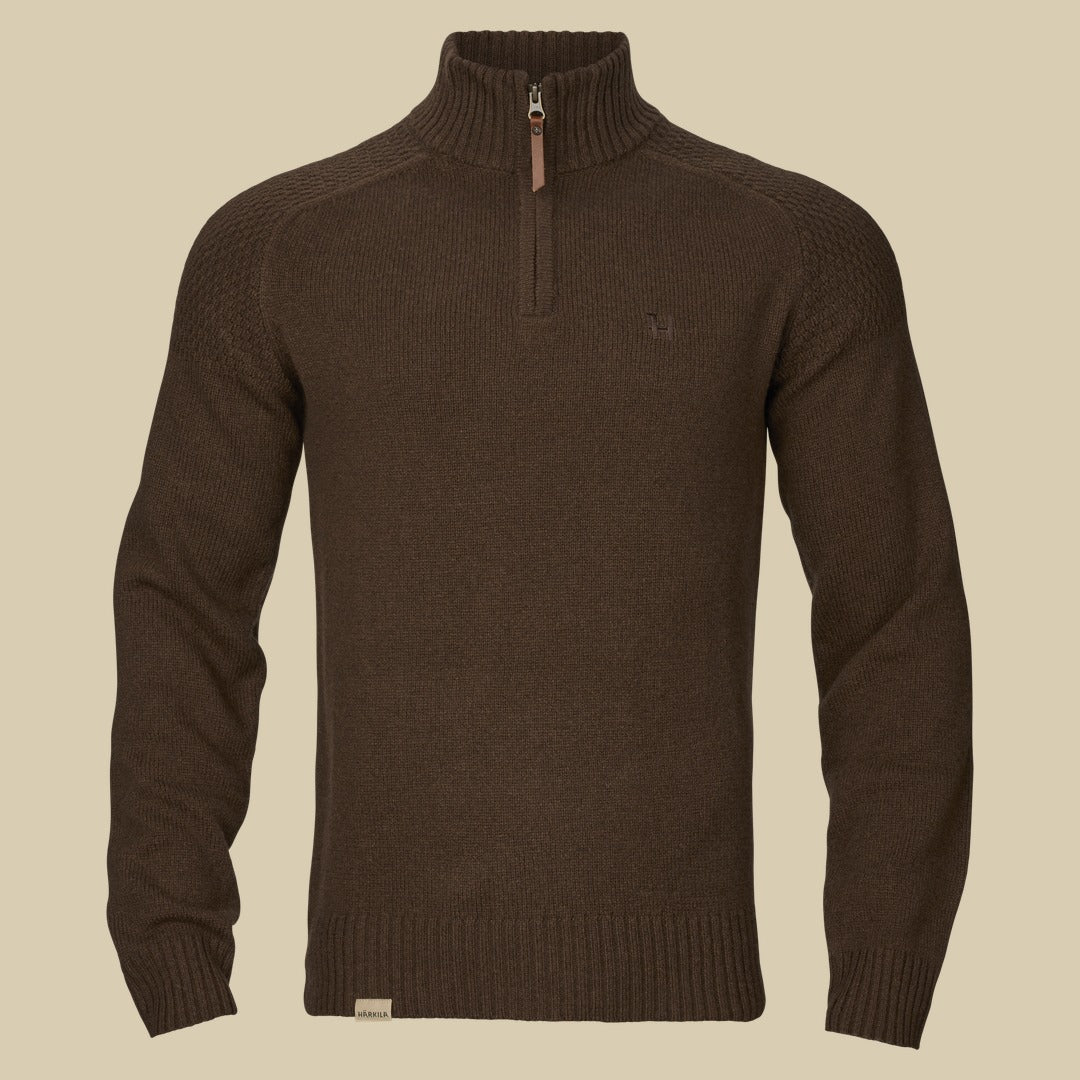 Pull demi-zip Vincent en mérinos Härkila - Demitasse brown